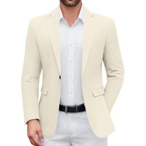 COOFANDY Men’s Casual Blazer One Button Sport Coat Lightweight Business Suit Jacket(Beige)