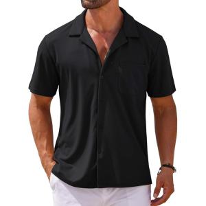 COOFANDY Mens Short Sleeve Dress Shirts Button Down Untucked Wrinkle Free Shirts Casual Summer Shirt with Pocket(Black)