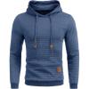 COOFANDY Mens Hooded Sweatshirt Casual Long Sleeve Drawstring Waffle Knit Pullover Hoodies(Blue Gery)