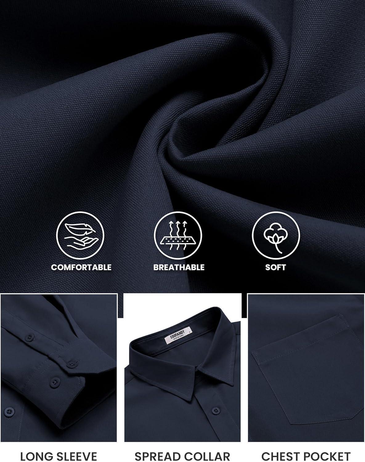 imageCOOFANDY Mens Long Sleeve Button Down Shirts Casual Untucked Shirts for Men Dress Shirts Wedding ShirtsDark Blue