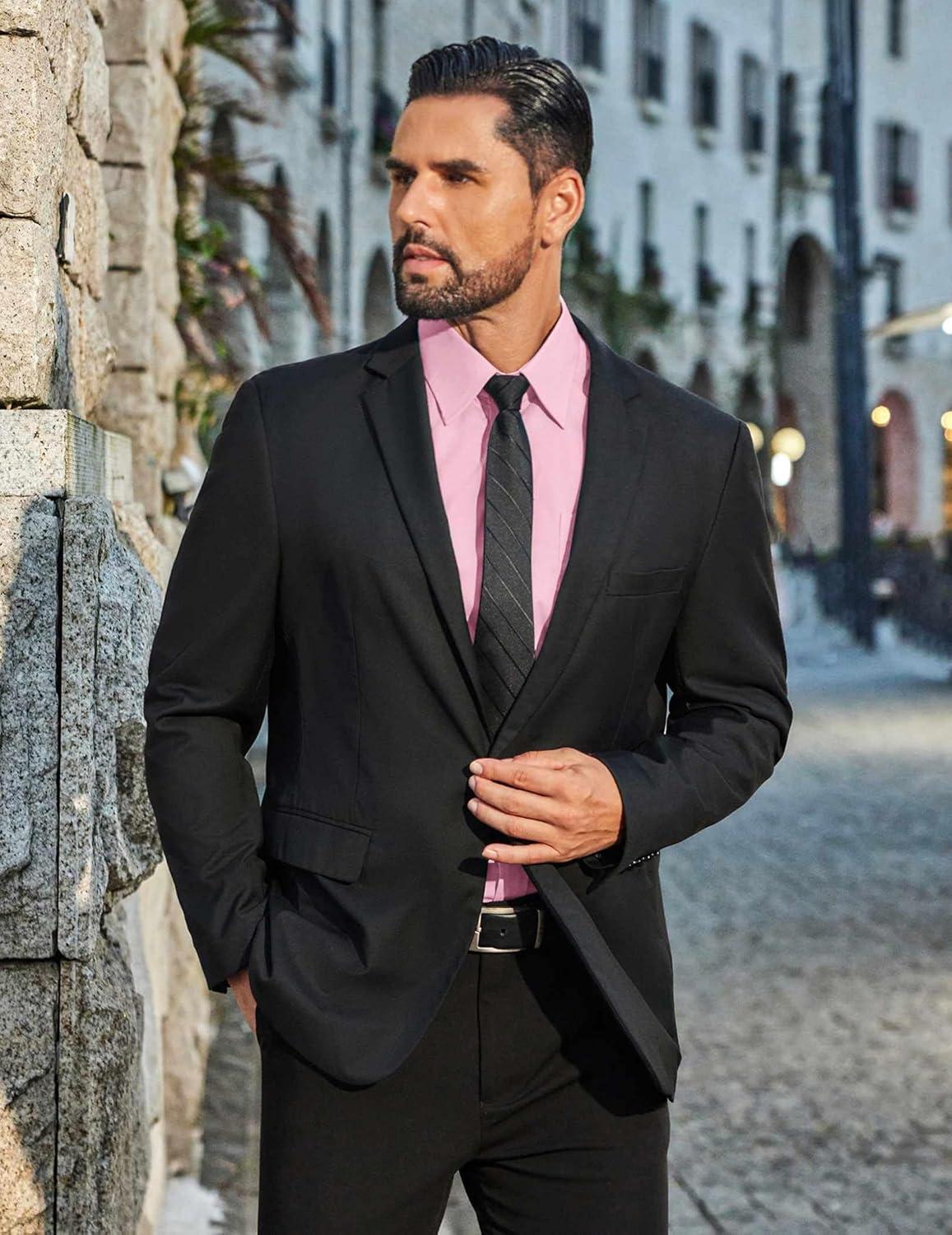 imageCOOFANDY Mens Dress Shirts Long Sleeve Business Shirts Stain Shield Mens Button Down ShirtPink