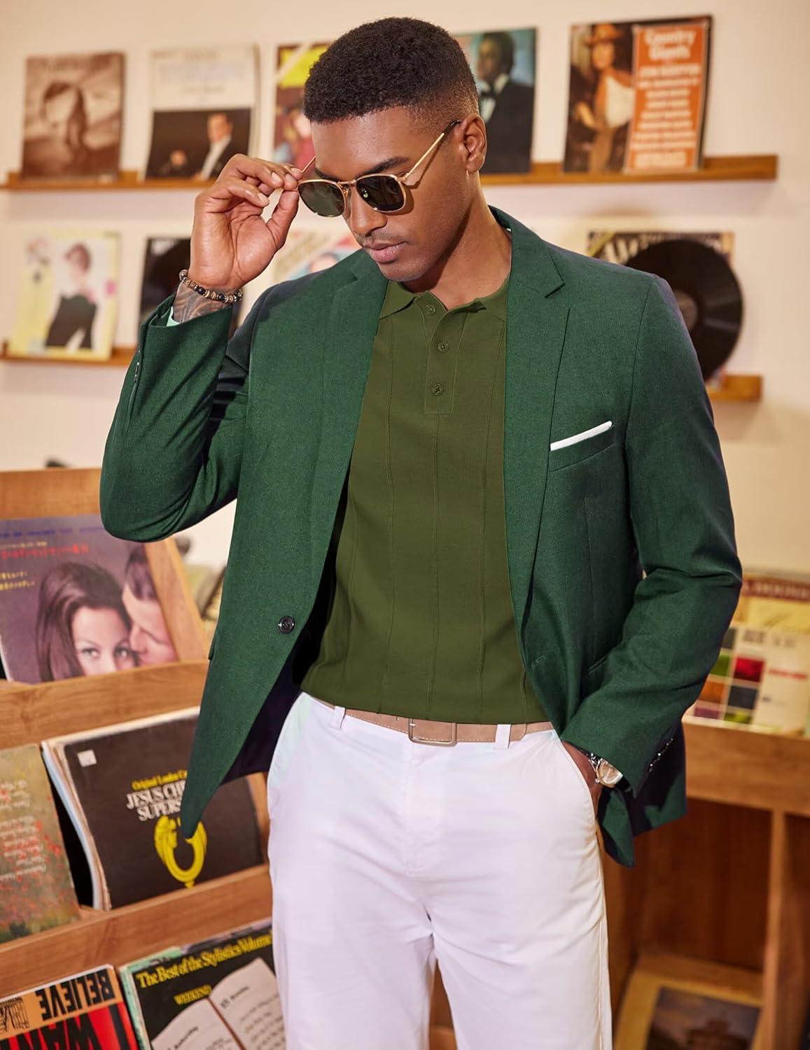 imageCOOFANDY Mens Knit Long Sleeve Polo Sweater Business Casual Collared Golf Sweaters Ribbed Textured Activewear PolosArmy Green