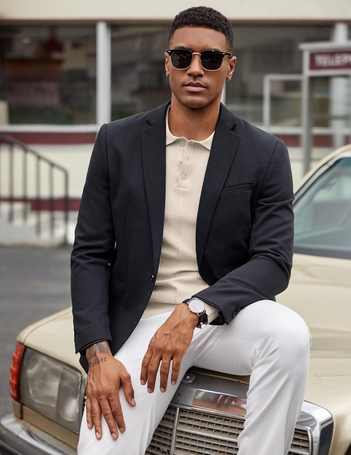 imageCOOFANDY Mens Knit Long Sleeve Polo Sweater Business Casual Collared Golf Sweaters Ribbed Textured Activewear PolosCream White