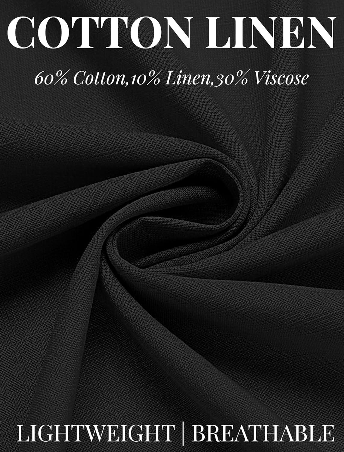 imageCOOFANDY Mens Long Sleeve Buttons Down Shirts Casual Button Up Shirts Beach Linen Shirt Untucked Dress ShirtBlack