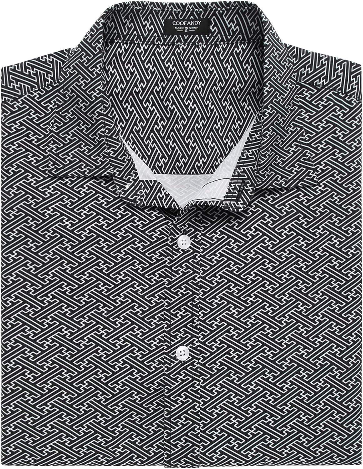 imageCOOFANDY Mens Muscle Fit Dress Shirts WrinkleFree Short Sleeve Casual Button Down ShirtFloral Black1
