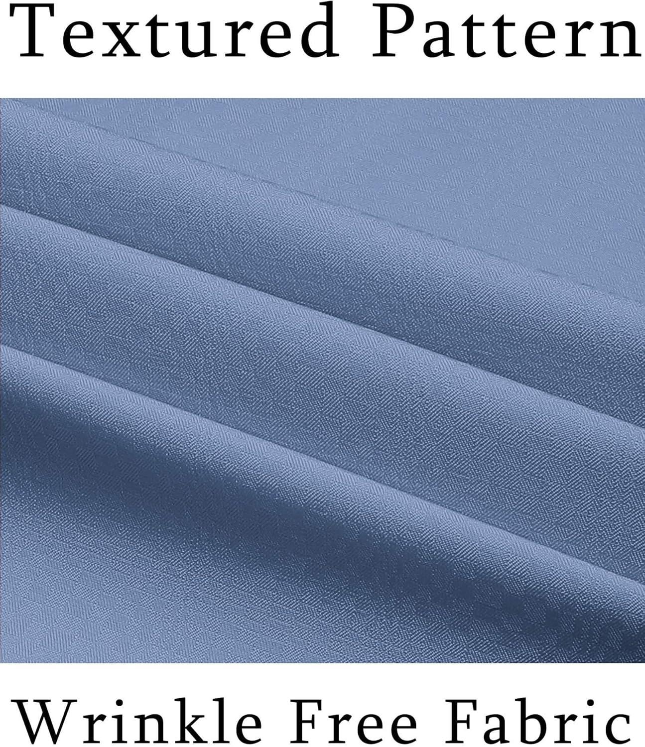 imageCOOFANDY Mens Short Sleeve Dress Shirts Wrinkle Free Regular Fit Dress Shirt Textured Casual Button Down ShirtsBlue