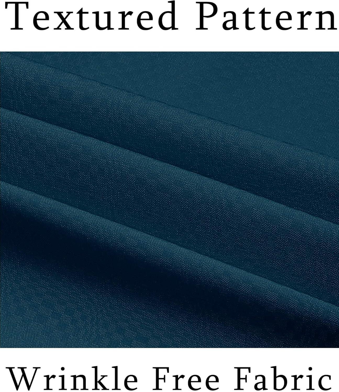 imageCOOFANDY Mens Short Sleeve Dress Shirts Wrinkle Free Regular Fit Dress Shirt Textured Casual Button Down ShirtsLake Blue
