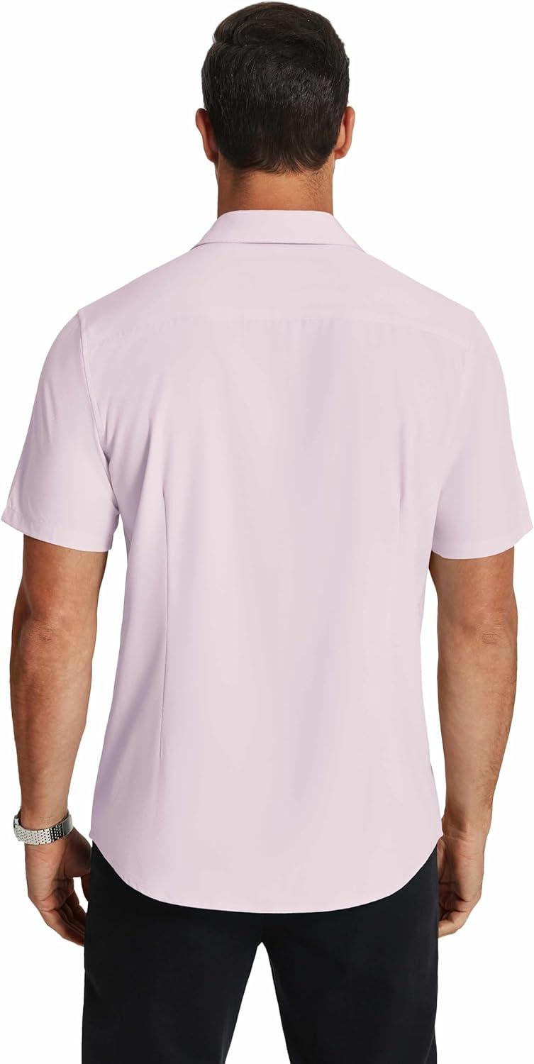 imageCOOFANDY Mens Short Sleeve Dress Shirts Wrinkle Free Regular Fit Dress Shirt Textured Casual Button Down ShirtsLavender