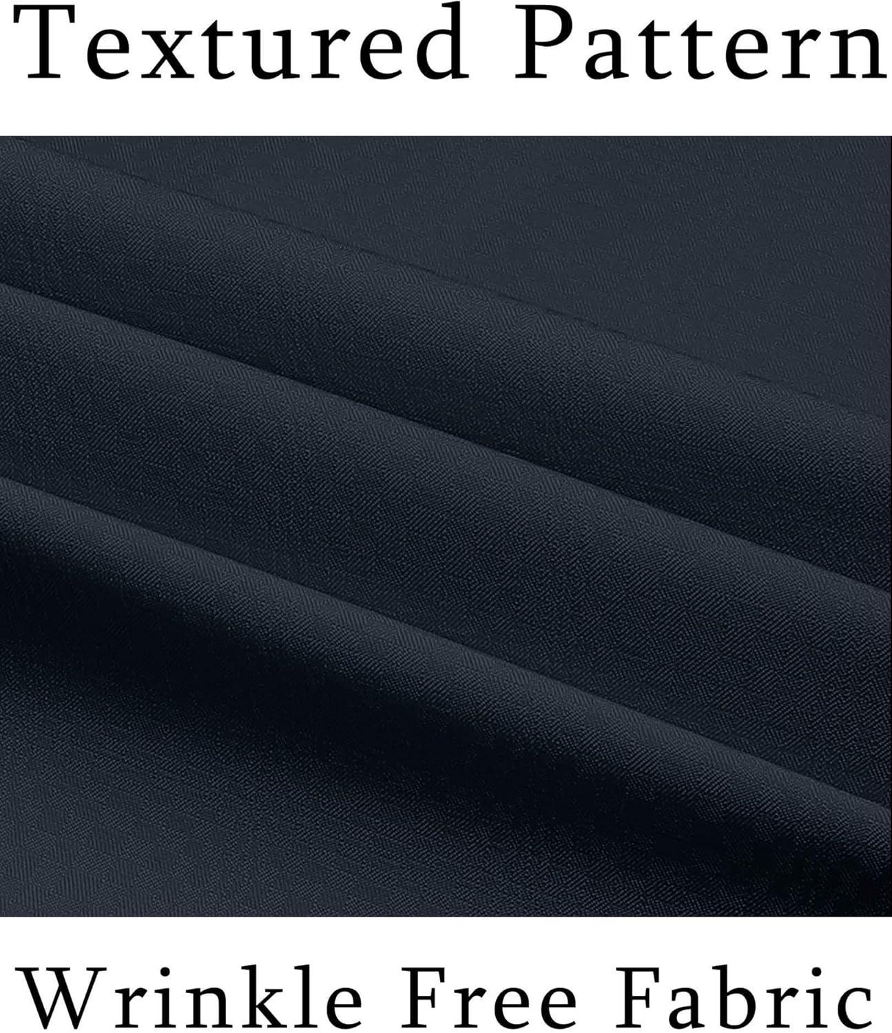 imageCOOFANDY Mens Short Sleeve Dress Shirts Wrinkle Free Regular Fit Dress Shirt Textured Casual Button Down ShirtsNavy Blue