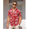 COOFANDY Button Down Short Sleeve Summer Casual Beach Shirts Shirt(Z-red Flower)
