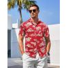 COOFANDY Button Down Short Sleeve Summer Casual Beach Shirts Shirt(Z-red Flower)