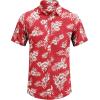 COOFANDY Button Down Short Sleeve Summer Casual Beach Shirts Shirt(Z-red Flower)