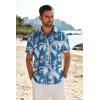 COOFANDY Hawaiian Shirts for Men Short Sleeve Casual Button Down Shirt Tropical Summer Beach Shirt(Blue-coconut Tree)