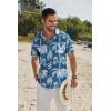 COOFANDY Hawaiian Shirts for Men Short Sleeve Casual Button Down Shirt Tropical Summer Beach Shirt(Blue-coconut Tree)