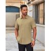 COOFANDY Men’s Button Down Shirt Short Sleeve Dress Shirt Office Business Dress Shirt Khaki