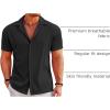 COOFANDY Men’s Casual Button Down Shirts Short Sleeve Regular Fit Fashion Camp Beach Shirts Tops(Black)