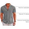 COOFANDY Men’s Casual Button Down Shirts Short Sleeve Regular Fit Fashion Camp Beach Shirts Tops(Dark Grey)
