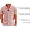COOFANDY Men’s Casual Button Down Shirts Short Sleeve Regular Fit Fashion Camp Beach Shirts Tops(Misty Rose)
