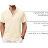 COOFANDY Men’s Casual Henley Shirt Short Sleeve Summer Shirts Linen Band Collar Summer Beach Hippie T-Shirts(Beige)