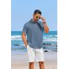 COOFANDY Men’s Casual Henley Shirt Short Sleeve Summer Shirts Linen Band Collar Summer Beach Hippie T-Shirts(Denim Blue)