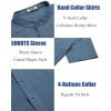COOFANDY Men’s Casual Henley Shirt Short Sleeve Summer Shirts Linen Band Collar Summer Beach Hippie T-Shirts(Denim Blue)