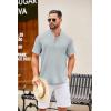 COOFANDY Men’s Casual Henley Shirt Short Sleeve Summer Shirts Linen Band Collar Summer Beach Hippie T-Shirts(Grey)