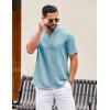 COOFANDY Men’s Casual Henley Shirt Short Sleeve Summer Shirts Linen Band Collar Summer Beach Hippie T-Shirts(Light Ice Blue)