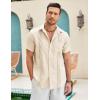 COOFANDY Mens Cuban Guayabera Shirt Short Sleeve Linen Button Down Shirts Casual Summer Beach Tops(Beige)