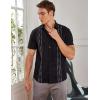 COOFANDY Mens Cuban Guayabera Shirt Short Sleeve Linen Button Down Shirts Casual Summer Beach Tops(Black / Black)