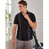 COOFANDY Mens Cuban Guayabera Shirt Short Sleeve Linen Button Down Shirts Casual Summer Beach Tops(Black)