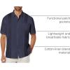 COOFANDY Mens Cuban Guayabera Shirt Short Sleeve Linen Button Down Shirts Casual Summer Beach Tops(Indigo)