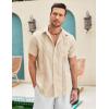 COOFANDY Mens Cuban Guayabera Shirt Short Sleeve Linen Button Down Shirts Casual Summer Beach Tops(Khaki)
