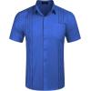 COOFANDY Mens Cuban Guayabera Shirt Short Sleeve Linen Button Down Shirts Casual Summer Beach Tops(Royal Blue)