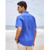 COOFANDY Mens Cuban Guayabera Shirt Short Sleeve Linen Button Down Shirts Casual Summer Beach Tops(Royal Blue)