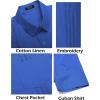 COOFANDY Mens Cuban Guayabera Shirt Short Sleeve Linen Button Down Shirts Casual Summer Beach Tops(Royal Blue)