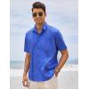 COOFANDY Mens Cuban Guayabera Shirt Short Sleeve Linen Button Down Shirts Casual Summer Beach Tops(Royal Blue)