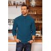 COOFANDY Men’s Fleece Quarter Zip Pullover Long Sleeve Mock Neck Sweatshirt(Dark Blue)