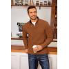 COOFANDY Men’s Fleece Quarter Zip Pullover Long Sleeve Mock Neck Sweatshirt(Light Brown)