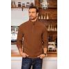 COOFANDY Men’s Fleece Quarter Zip Pullover Long Sleeve Mock Neck Sweatshirt(Light Brown)