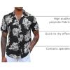 COOFANDY Mens Hawaiian Shirts Short Sleeve Button Down Aloha Shirt Casual Beach Clothes(Black- White Flower)