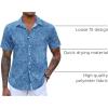 COOFANDY Mens Hawaiian Shirts Short Sleeve Button Down Aloha Shirt Casual Beach Clothes(Blue)
