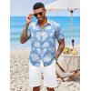 COOFANDY Mens Hawaiian Shirts Short Sleeve Button Down Aloha Shirt Casual Beach Clothes(Blue- White Flower)