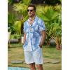COOFANDY Mens Hawaiian Shirts Short Sleeve Button Down Aloha Shirt Casual Beach Clothes(Blue- White Flower)