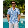 COOFANDY Mens Hawaiian Shirts Short Sleeve Button Down Aloha Shirt Casual Beach Clothes(Blue- White Flower)