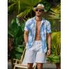 COOFANDY Mens Hawaiian Shirts Short Sleeve Button Down Aloha Shirt Casual Beach Clothes(Blue- White Flower)