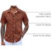 COOFANDY Mens Hawaiian Shirts Short Sleeve Button Down Aloha Shirt Casual Beach Clothes(Dark Blue- Orange Leaves)