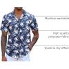 COOFANDY Mens Hawaiian Shirts Short Sleeve Button Down Aloha Shirt Casual Beach Clothes(Navy Blue- White Flower)