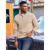 COOFANDY Men’s Quarter Button Sweater Mock Neck Textured Knitted Pullover(Beige)