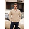 COOFANDY Men’s Quarter Button Sweater Mock Neck Textured Knitted Pullover(Beige)