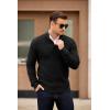 COOFANDY Men’s Quarter Button Sweater Mock Neck Textured Knitted Pullover(Black)